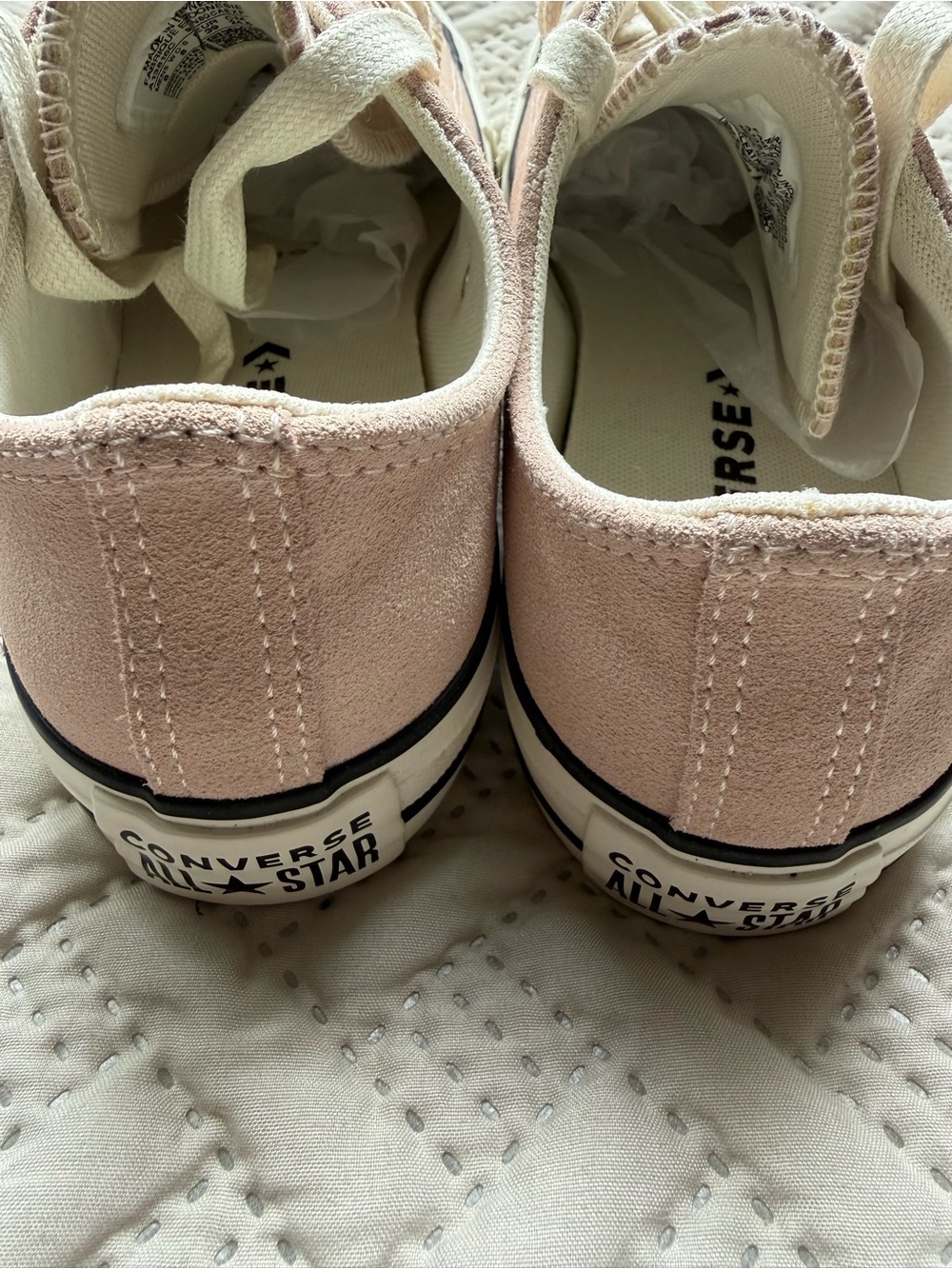 Converse Women's Low Top Canvas Sneakers - Light Pink Leather/Suede - Picture 2 of 7
